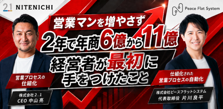 【共催セミナー】営業マンを増やさず、2年で年商6億から11億にした経営者が最初に手をつけたこと