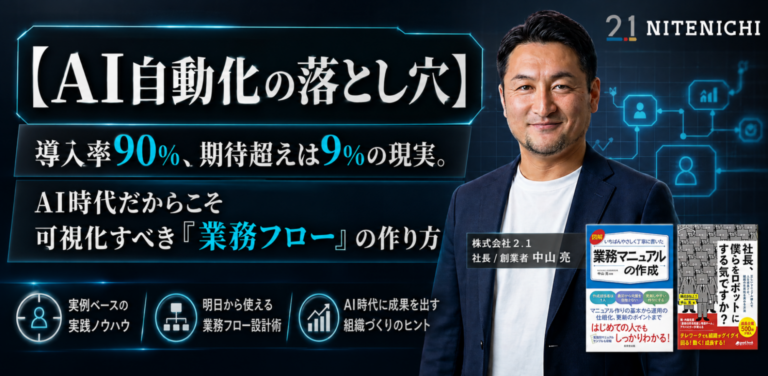 【AI自動化の落とし穴】 AI時代だからこそ可視化すべき「業務フロー」の作り方 ~導入率90%、期待超えは9%の現実~